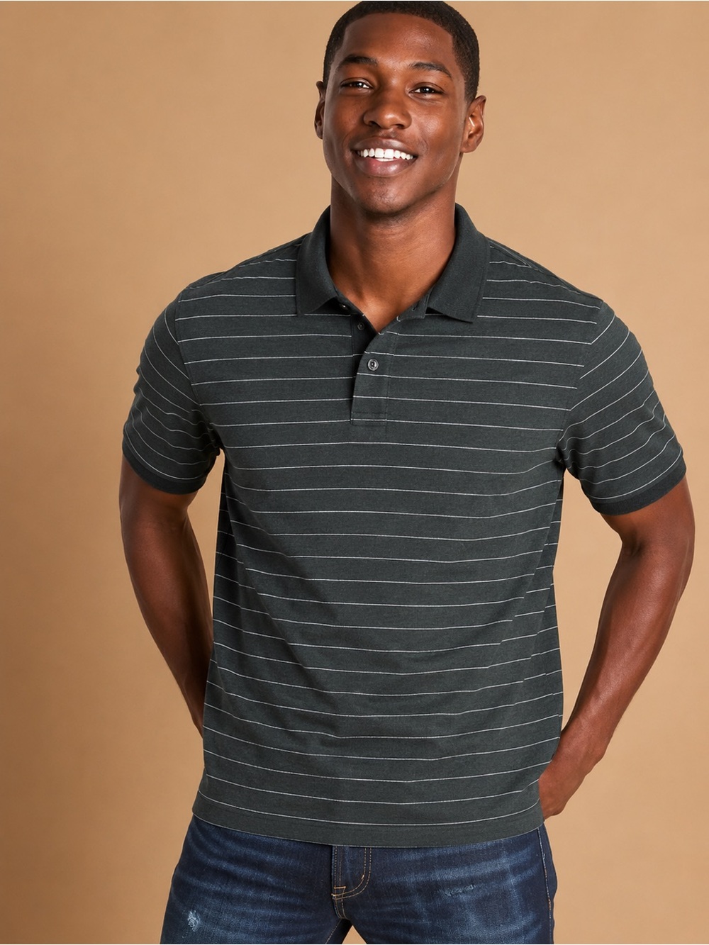 croft & barrow Dark Green Stripe Polo